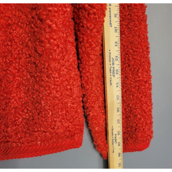 Pretty Garden Fuzzy Cardigan Womens M Red Button Front Faux Fur Shearling New - Picture 9 of 13